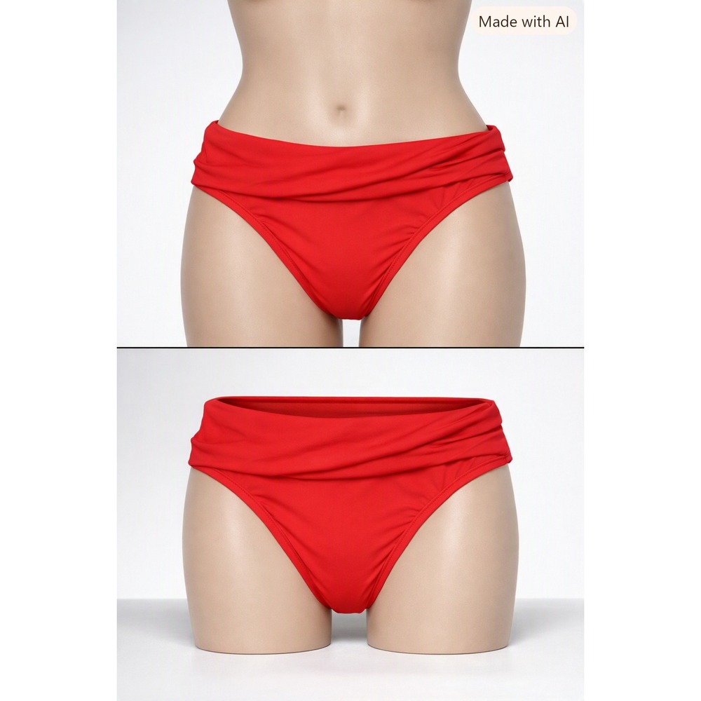 La Blanca Bikini Bottom Sz 16 NWT Orange Fold Waist Swim Beach Hygiene Strip $61